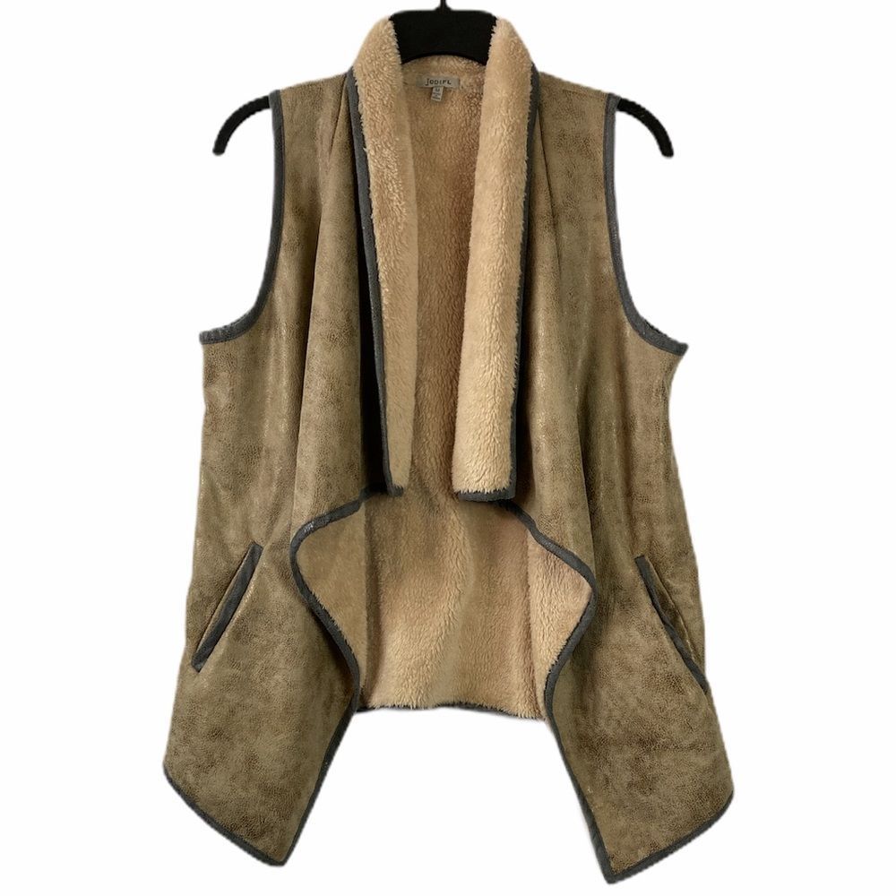 ODIFL Open Cardigan Medium Vest Western Waterfall Pocket sleeveless
